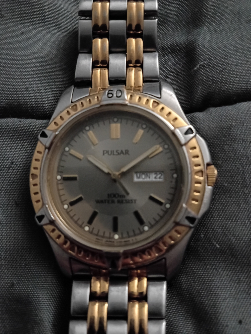 Pulsar Two-Tone Stainless Steel Watch - Gray Dial, Gold Accents